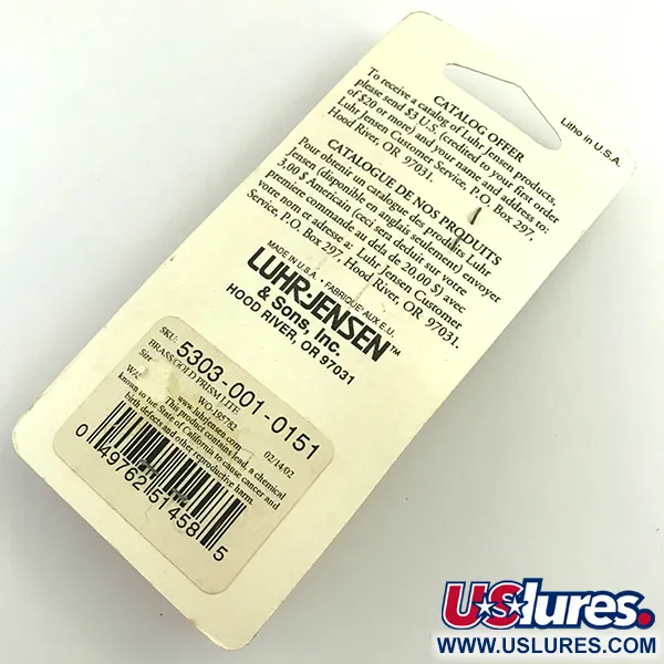 Vintage  Luhr Jensen Loco 1, 1/8oz Gold fishing spoon #6052