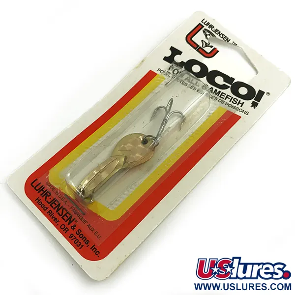 Vintage  Luhr Jensen Loco 1, 1/8oz Gold fishing spoon #6052