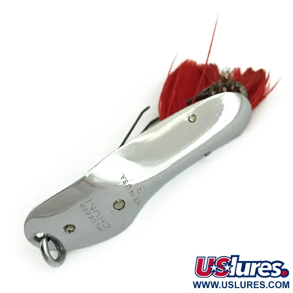 Vintage   Pflueger Chum 3, 1/2oz Nickel / Red fishing spoon #6062