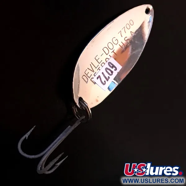 Vintage  Eppinger Dardevle Devle Dog 7700, 1/2oz Nickel / Blue fishing spoon #6072
