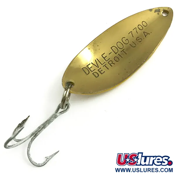 Vintage  Eppinger Dardevle Devle Dog 7700, 1/2oz Five of Diamonds / Red / Yellow / Brass fishing spoon #6073