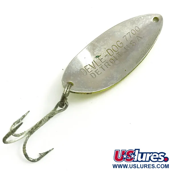 Vintage  Eppinger Dardevle Devle Dog 7700 UV, 1/2oz Yellow / Red / Nickel fishing spoon #6075