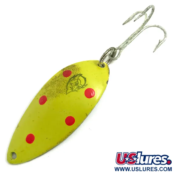 Vintage  Eppinger Dardevle Devle Dog 7700 UV, 1/2oz Yellow / Red / Nickel fishing spoon #6075
