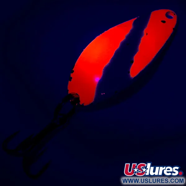 Vintage  Seneca Little Cleo UV, 1/4oz Orange / Nickel fishing spoon #6108