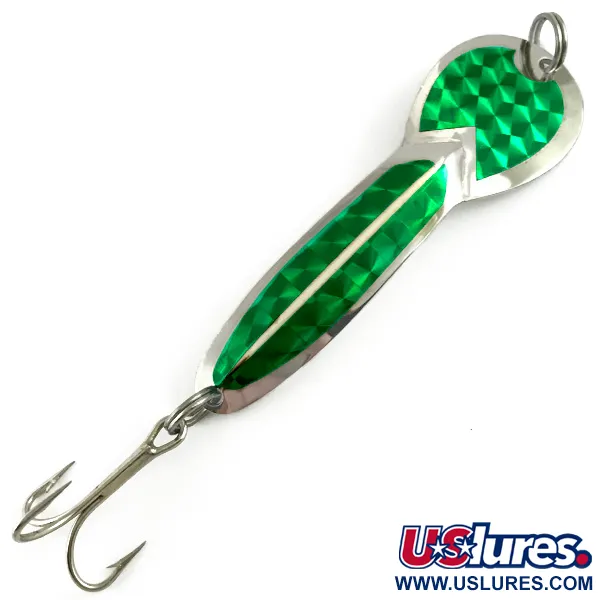 Vintage   Glen Evans Loco 4, 3/4oz Nickel / Green fishing spoon #6110