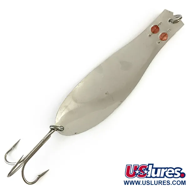 Vintage   Herter's GLH Canadian Spoon , 1oz Nickel / Red Eyes fishing spoon #6144