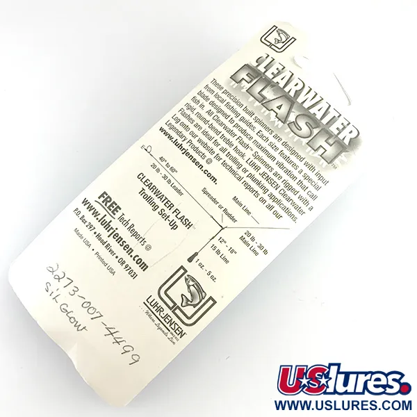  Luhr Jensen ClearWater Flash UV, 1/4oz Silver / Hammered Silver / Fluorescent Green spinning lure #6154