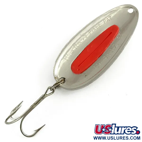 Vintage   Blue Fox Pixee UV, 3/4oz Hammered Nickel / Orange fishing spoon #6158