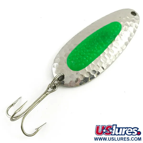 Vintage   Blue Fox Pixee UV, 3/4oz Hammered Nickel / Green fishing spoon #6171