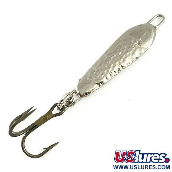 Vintage  Unknown Jig Lure, 3/16oz Hammered Nickel fishing spoon #6183