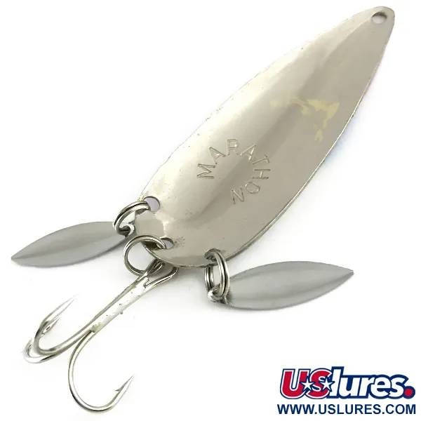 Vintage   Marathon (with sonic blades), 3/5oz Nickel / Red / Blue fishing spoon #6188
