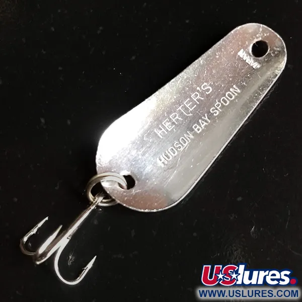 Vintage   Herter's Hudson bay spoon, 1/4oz Red / White / Nickel fishing spoon #6191