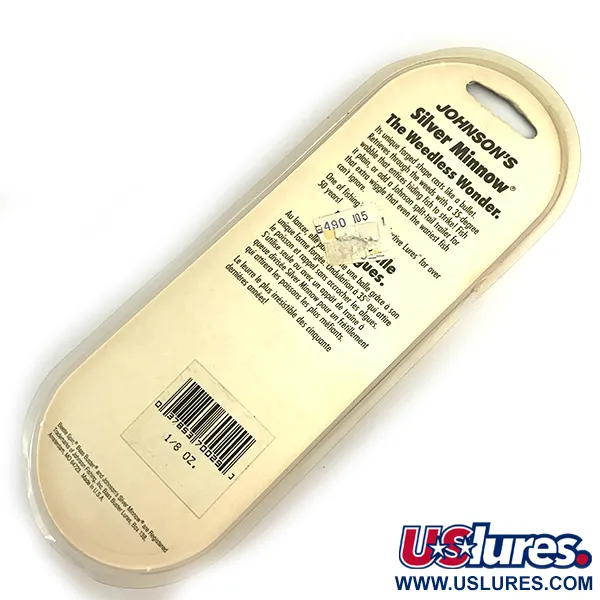   Weedless Johnson Silver Minnow, 3/16oz Green / Orange / Nickel fishing spoon #6193