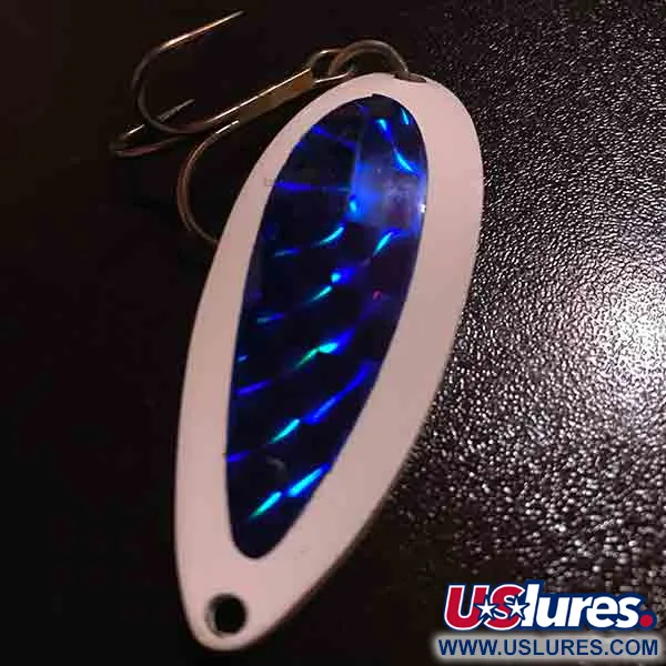  Luhr Jensen Krocodile Stubby, 3/4oz White / Rainbow Blue fishing spoon #6197