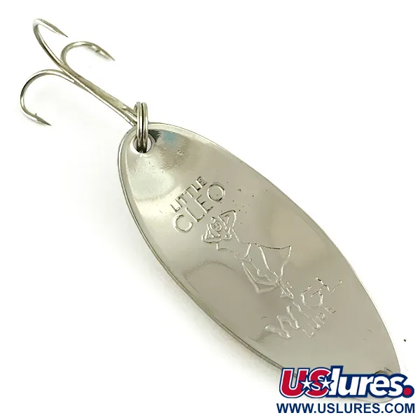 Vintage  Seneca Little Cleo (Hula Girl) Glow, 1/2oz White / Red / Nickel fishing spoon #6204