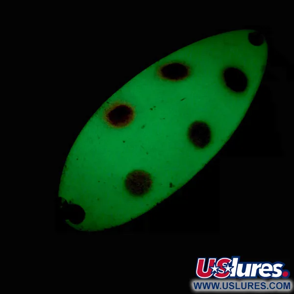 Vintage  Seneca Little Cleo (Hula Girl) Glow, 1/2oz White / Red / Nickel fishing spoon #6204