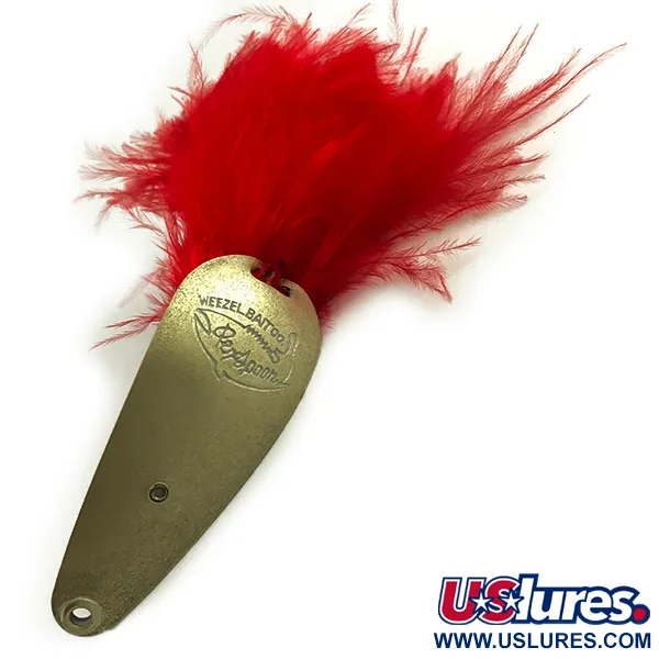 Vintage   Weezel bait Rex Spoon, 2/5oz Brass / Red fishing spoon #6208