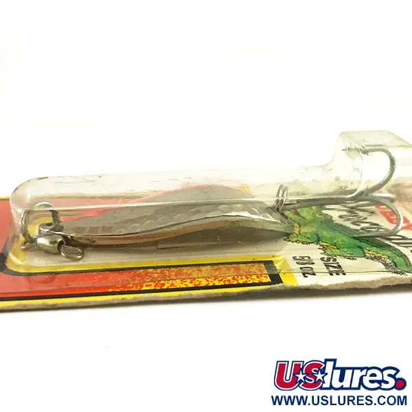   Luhr Jensen Krocodile Stubby UV, 2/3oz Hammered Nickel / Red UV Glow in UV light, Fluorescent fishing spoon #6222