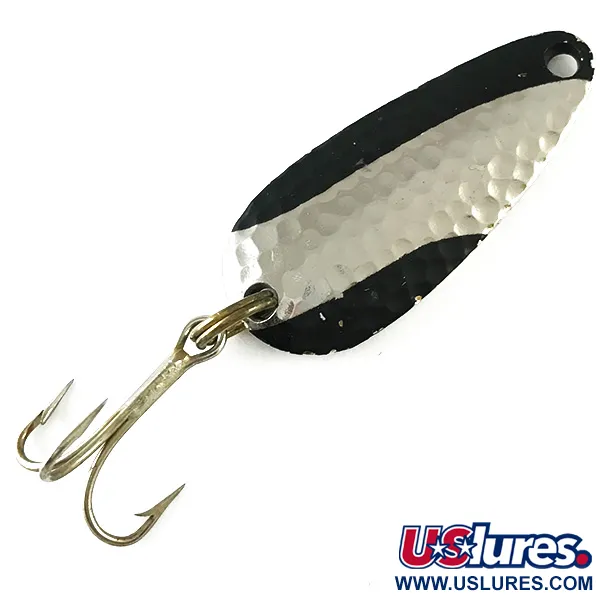 Vintage   Nebco Tor-P-Do 1, 1/4oz Hammered Nickel / Black fishing spoon #6235