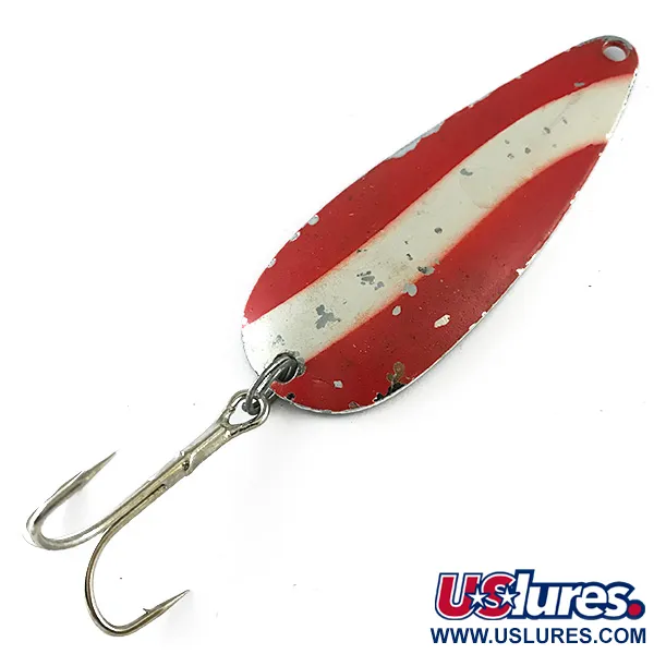 Vintage  Worth Chippewa, 1/2oz Red / White / Nickel fishing spoon #6244