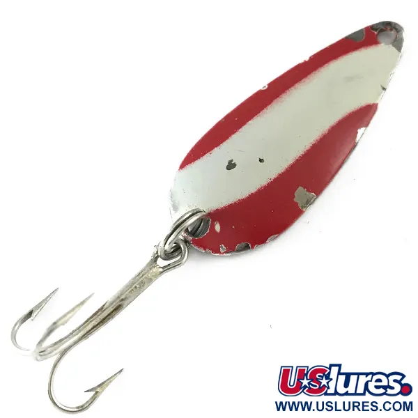 Vintage  Unknown Keystone, 3/16oz Red / White / Nickel fishing spoon #6245