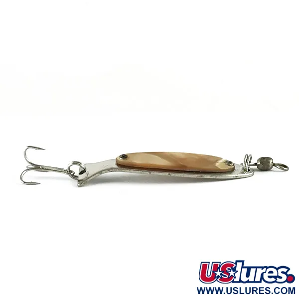 Vintage   Worth Demon Abalone Spoon, 3/16oz Nickel / Solid Pearl fishing spoon #6250