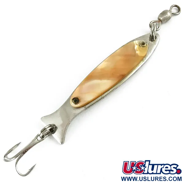 Vintage   Worth Demon Abalone Spoon, 3/16oz Nickel / Solid Pearl fishing spoon #6250
