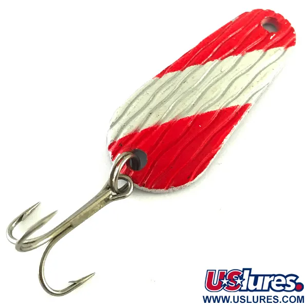 Vintage   Herter's Hudson bay spoon, 1/4oz Red / White / Nickel fishing spoon #6261