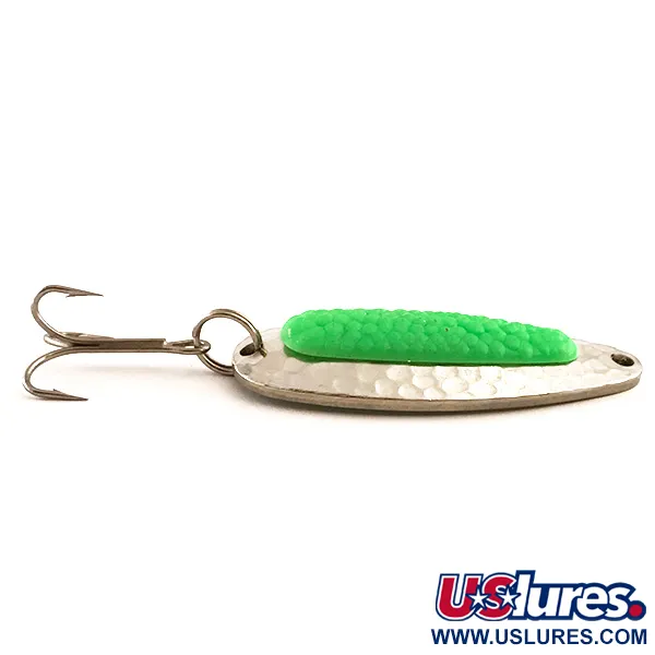 Vintage   Blue Fox Pixee UV, 1/2oz Hammered Nickel / Green fishing spoon #6268