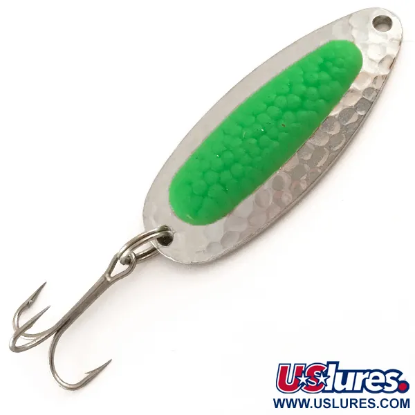 Vintage   Blue Fox Pixee UV, 1/2oz Hammered Nickel / Green fishing spoon #6268