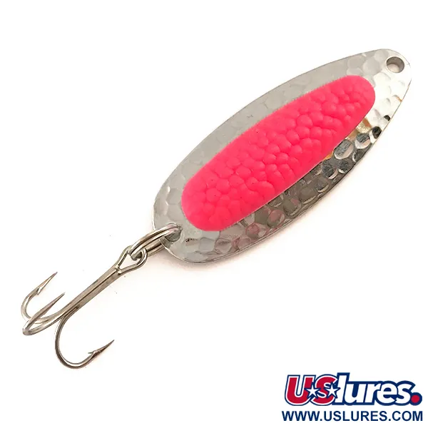 Vintage   Blue Fox Pixee UV , 1/2oz Hammered Nickel / Pink fishing spoon #6269