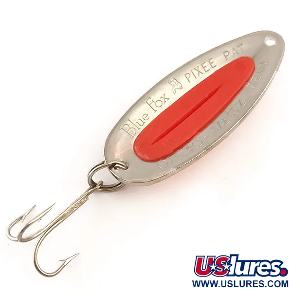 Vintage   Blue Fox Pixee UV, 1/2oz Hammered Nickel / Orange fishing spoon #6270