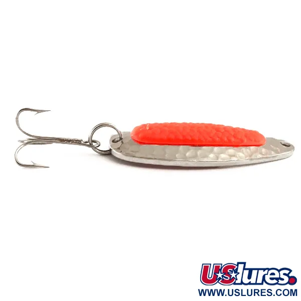 Vintage   Blue Fox Pixee UV, 1/2oz Hammered Nickel / Orange fishing spoon #6270