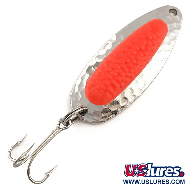 Vintage   Blue Fox Pixee UV, 1/2oz Hammered Nickel / Orange fishing spoon #6270