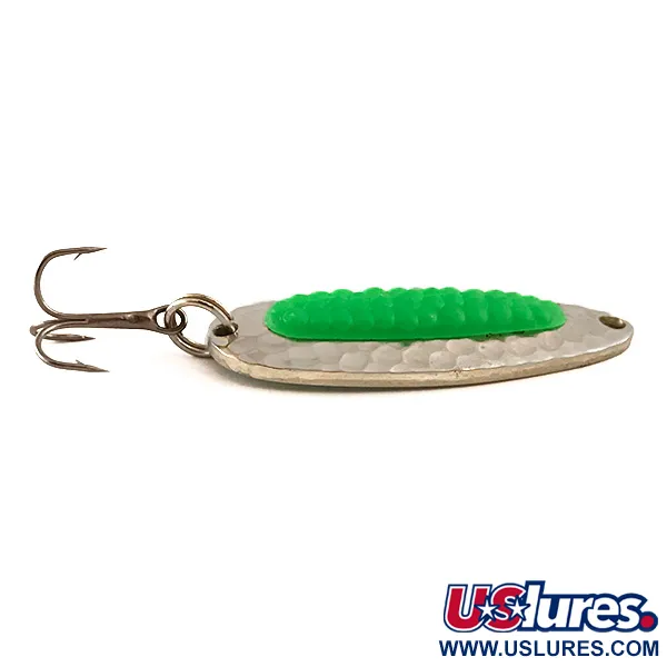 Vintage   Blue Fox Pixee UV , 1/4oz Hammered Nickel / Green fishing spoon #6271