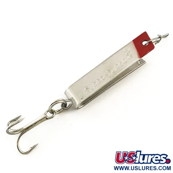 Vintage  South Bend Super-Duper 502, 3/32oz Nickel / Red fishing spoon #6279