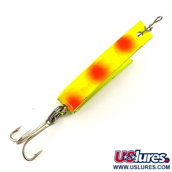 Vintage  South Bend Super-Duper 503 UV, 1/8oz Yellow / Red fishing spoon #6282