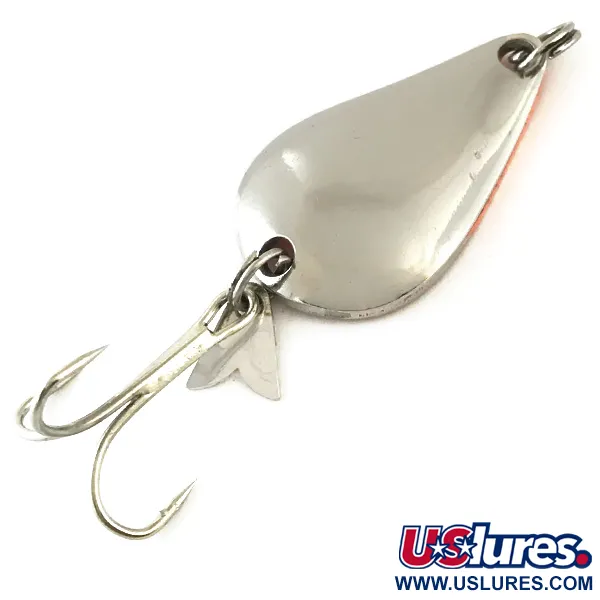 Vintage  Acme K.O. Wobbler, 1/4oz Nickel / Orange fishing spoon #6283