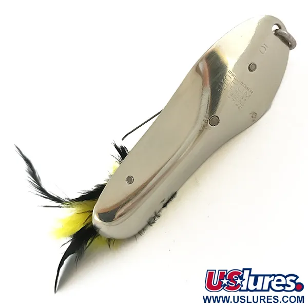 Vintage  Pflueger  Chum Pflueger, 1oz Nickel / Black / Yellow fishing spoon #6293