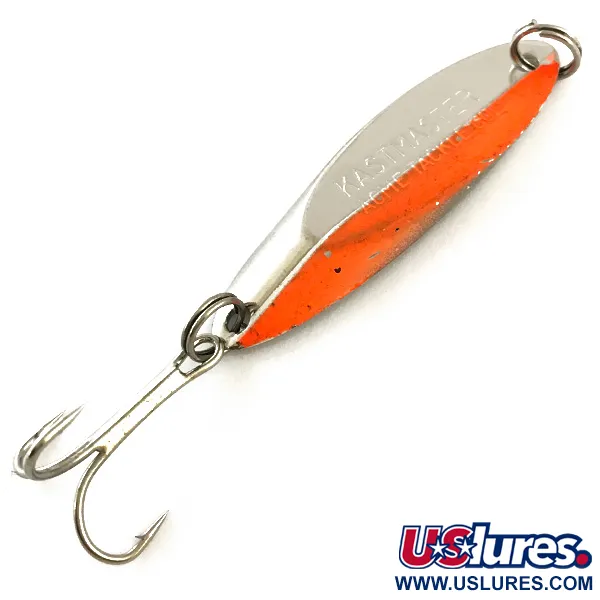 Vintage  Acme Kastmaster UV, 3/8oz Nickel / Orange fishing spoon #6320