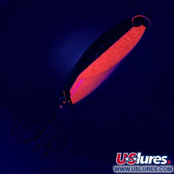 Vintage  Acme Kastmaster UV, 1/8oz Nickel / Orange fishing spoon #6346