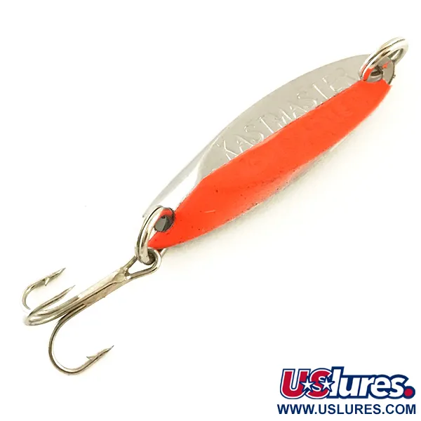 Vintage  Acme Kastmaster UV, 1/8oz Nickel / Orange fishing spoon #6346