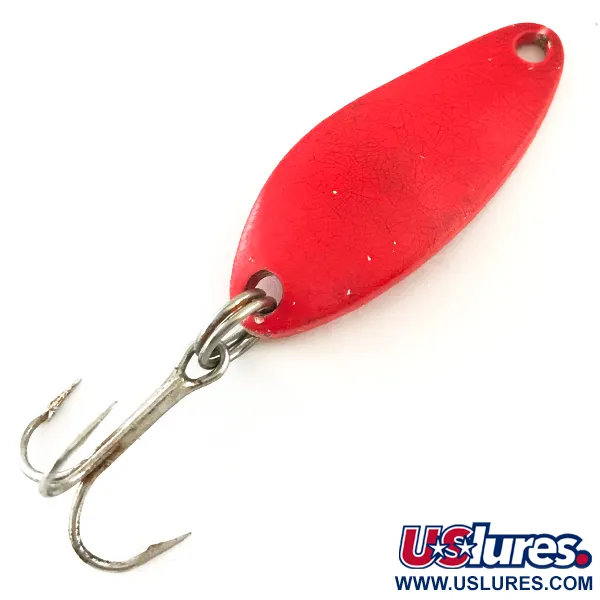 Vintage  Luhr Jensen Krocodile Stubby UV, 1/4oz Red UV Glow in UV light, Fluorescent fishing spoon #6350