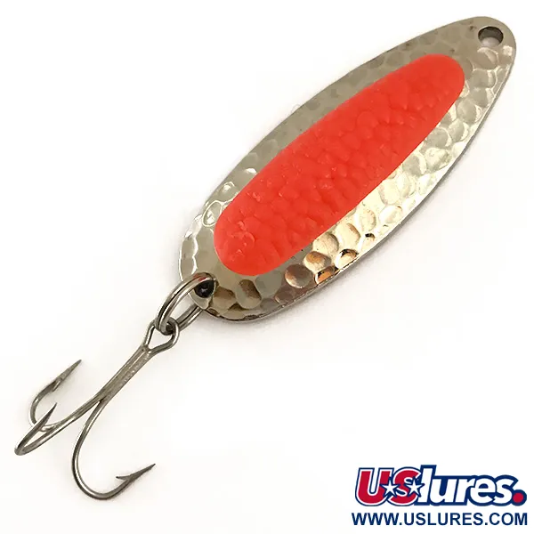 Vintage   Blue Fox Pixee UV, 1/2oz Orange / Hammered Nickel fishing spoon #6351