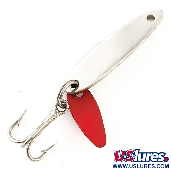 Vintage   Bay de Noc Swedish pimple, 1/16oz Nickel / Red fishing spoon #6356
