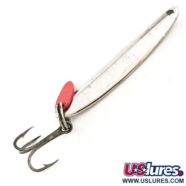 Vintage   Bay de Noc Swedish pimple, 3/16oz Nickel / Red fishing spoon #6357