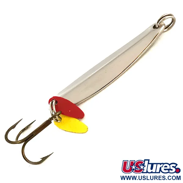 Vintage   Bay de Noc Swedish pimple, 1/4oz Nickel / Green / Red / Yellow fishing spoon #6359