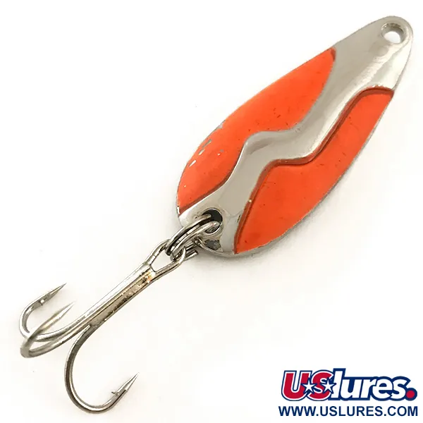 Vintage  Acme Kamlooper UV, 2/5oz Nickel / Orange fishing spoon #6362