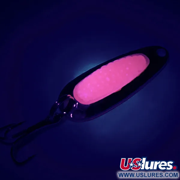 Vintage   Nebco Pixee UV, 3/16oz Hammered Nickel / Pink fishing spoon #6369