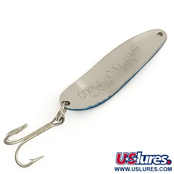 Vintage  Eppinger Dardevle Cop-E-Cat 7300, 1/3oz Nickel / Blue fishing spoon #6375